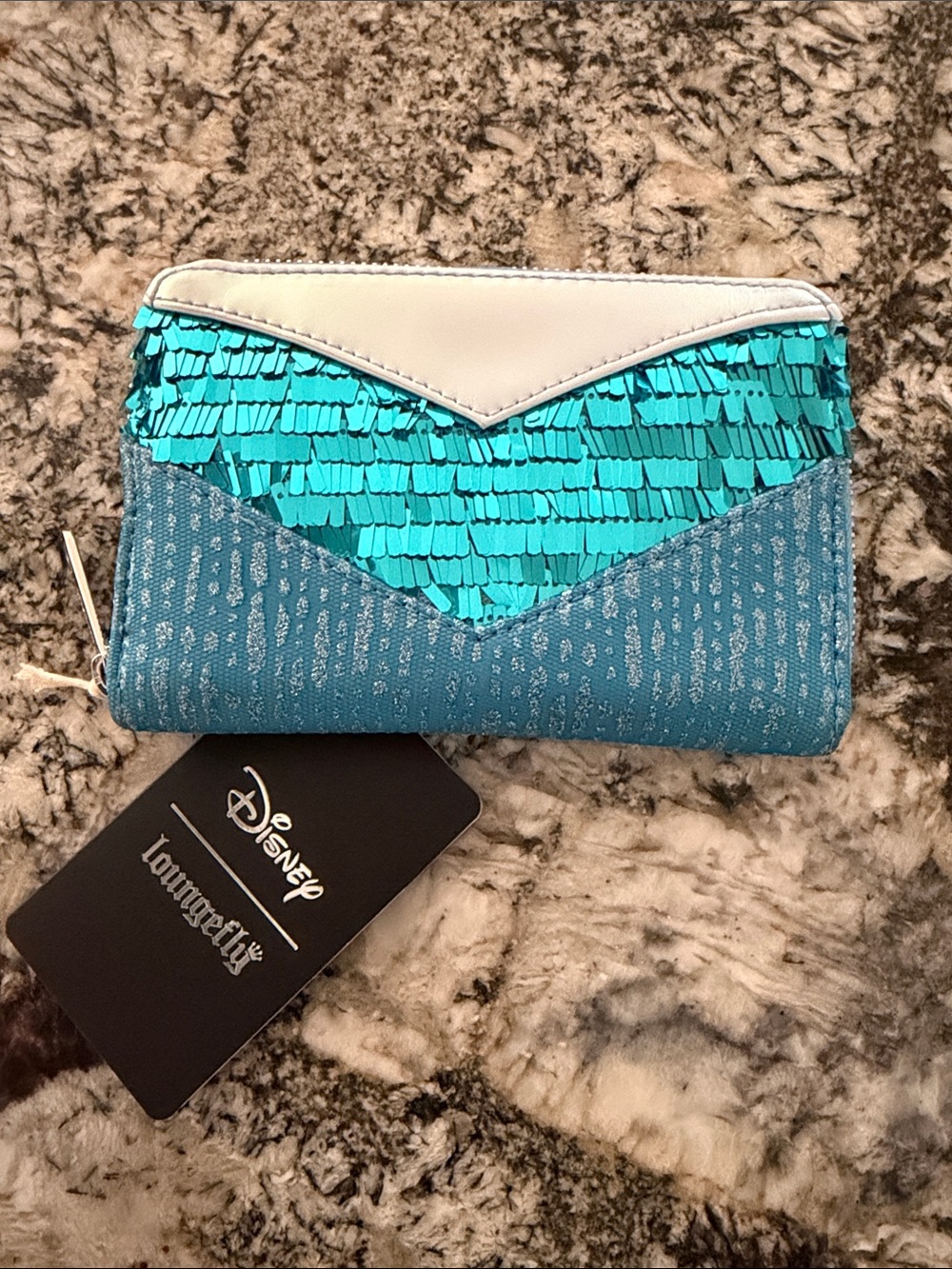 Frozen Princess Elsa Glitter Sequin Cosplay Zip Around Wallet